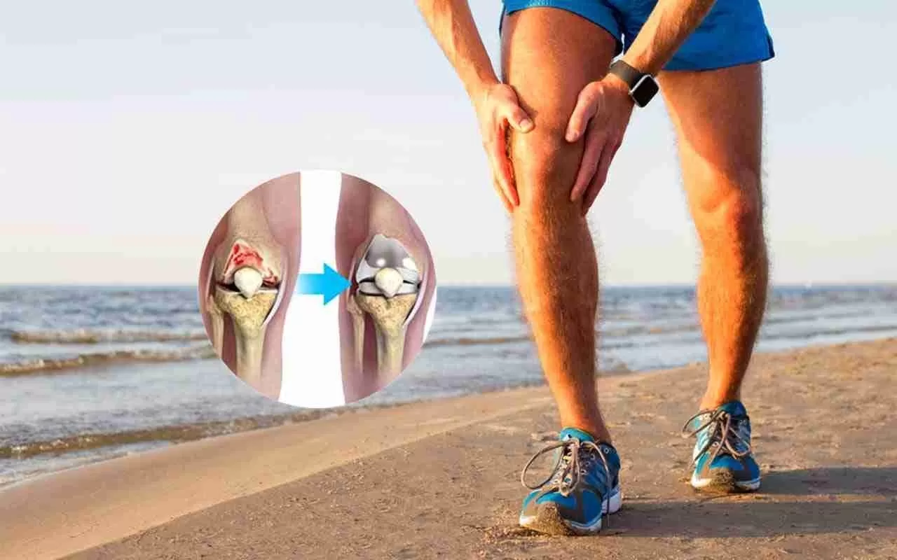 Hold right knee at beach